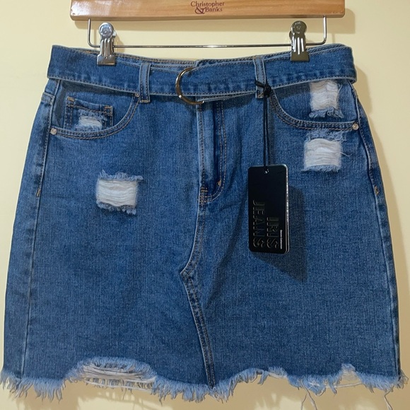 Womens New Iris Ripped Denim Skirt - Picture 1 of 5